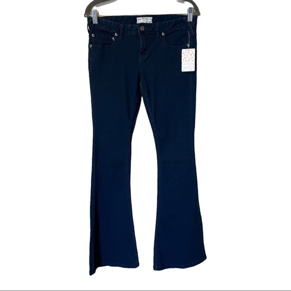 Free People Women's Midnight City Denim High Waist Wide Leg Jeans Blue Size 29